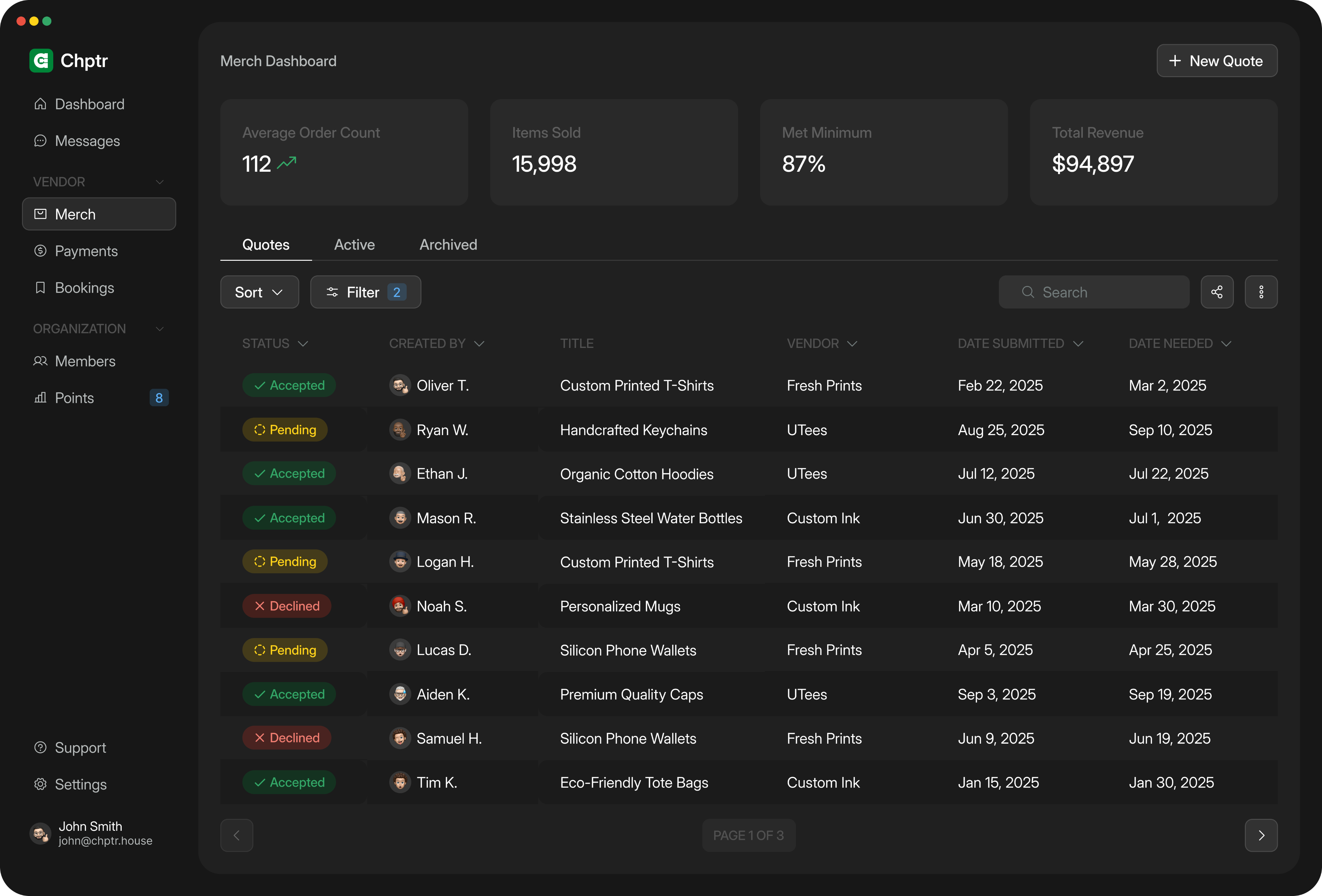 Chptr dashboard project